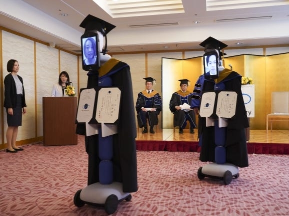 A Japanese University used remote-controlled robots to hold a virtual graduation