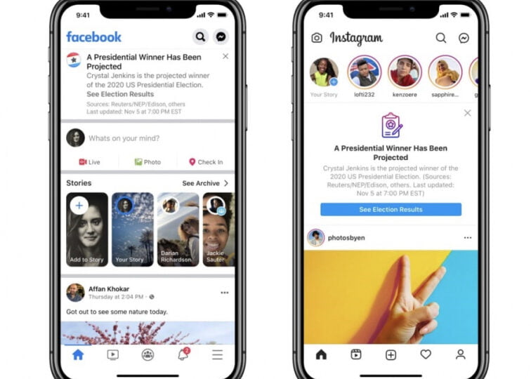 Facebook-ი მომხმარებლებს აშშ-ის საპრეზიდენტო არჩევნების საბოლოო შედეგებს შეატყობინებს